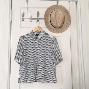 Black and White Patterned Boxy Button Up